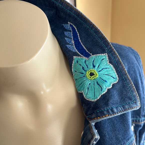 Double D Ranch Blue Jean Denim Jacket Embroidered Bedazzled - Picture 3 of 10